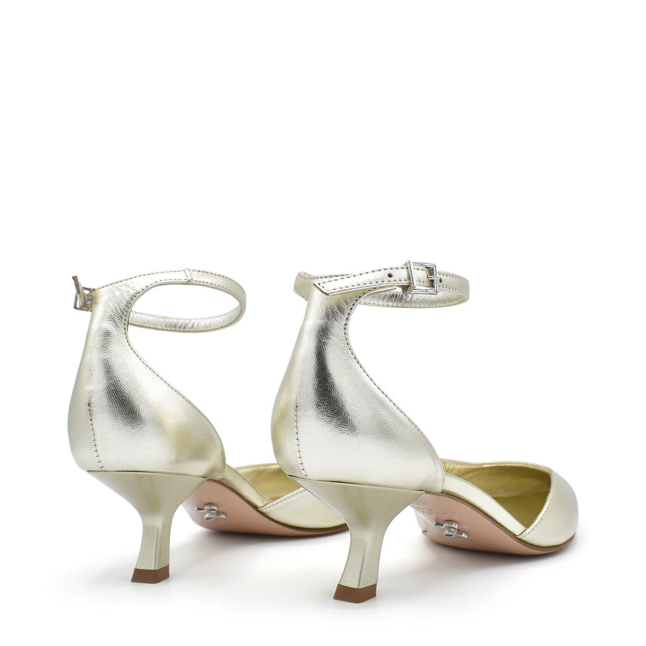 Cate4 Platinum - Laminated leather strappy pumps