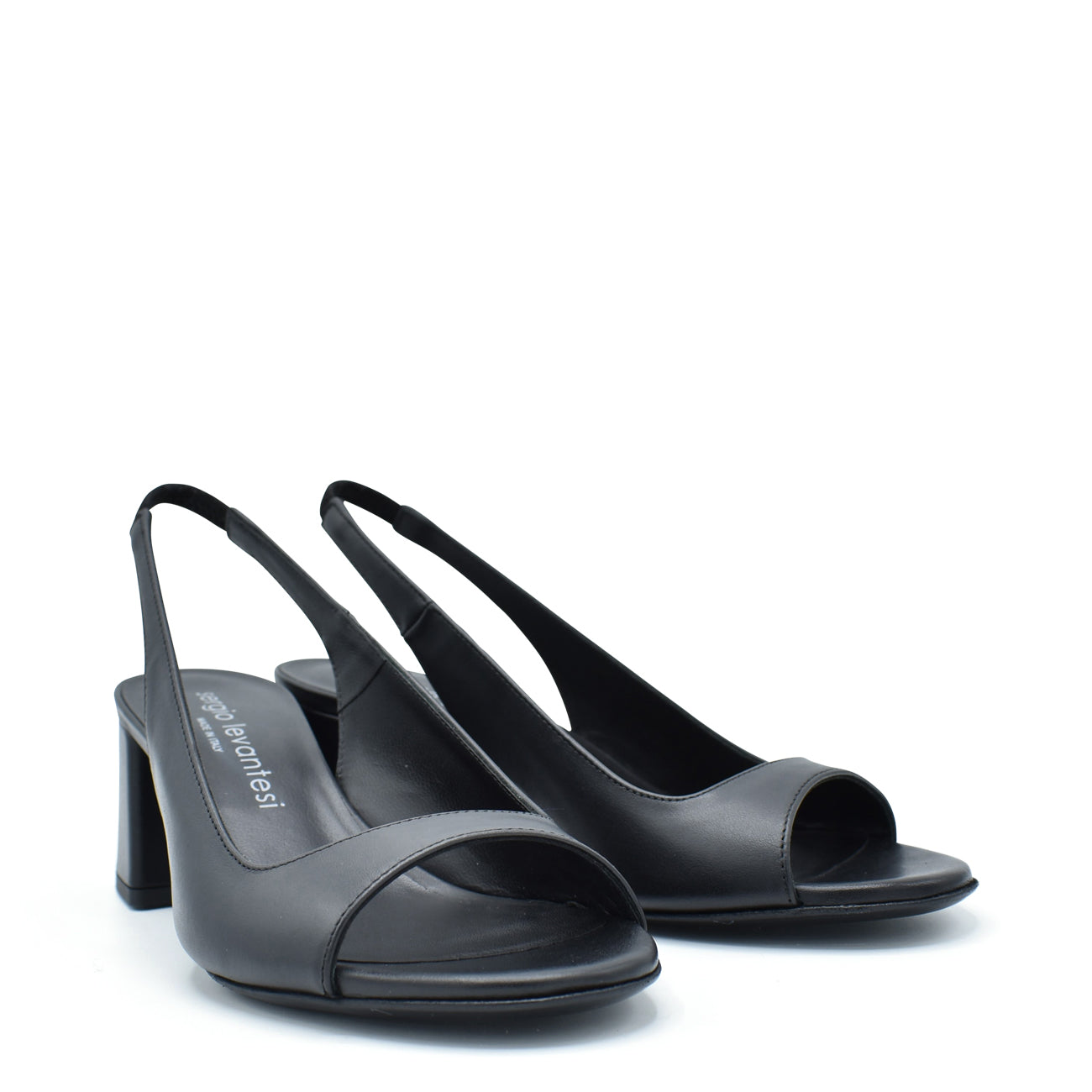 Emira Black - Slingback calfskin leather sandal