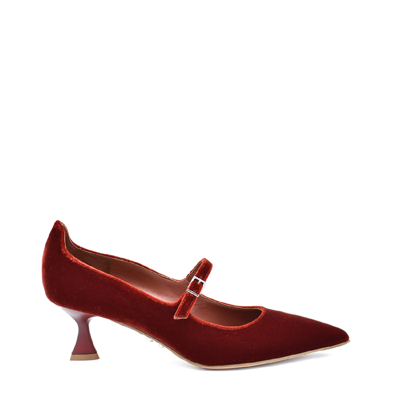 Carlotta Rust. Velvet silk fabric mary jane pumps