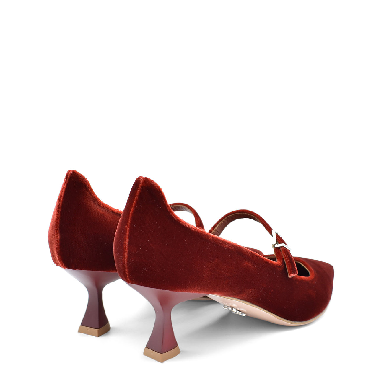 Carlotta Rust. Velvet silk fabric mary jane pumps