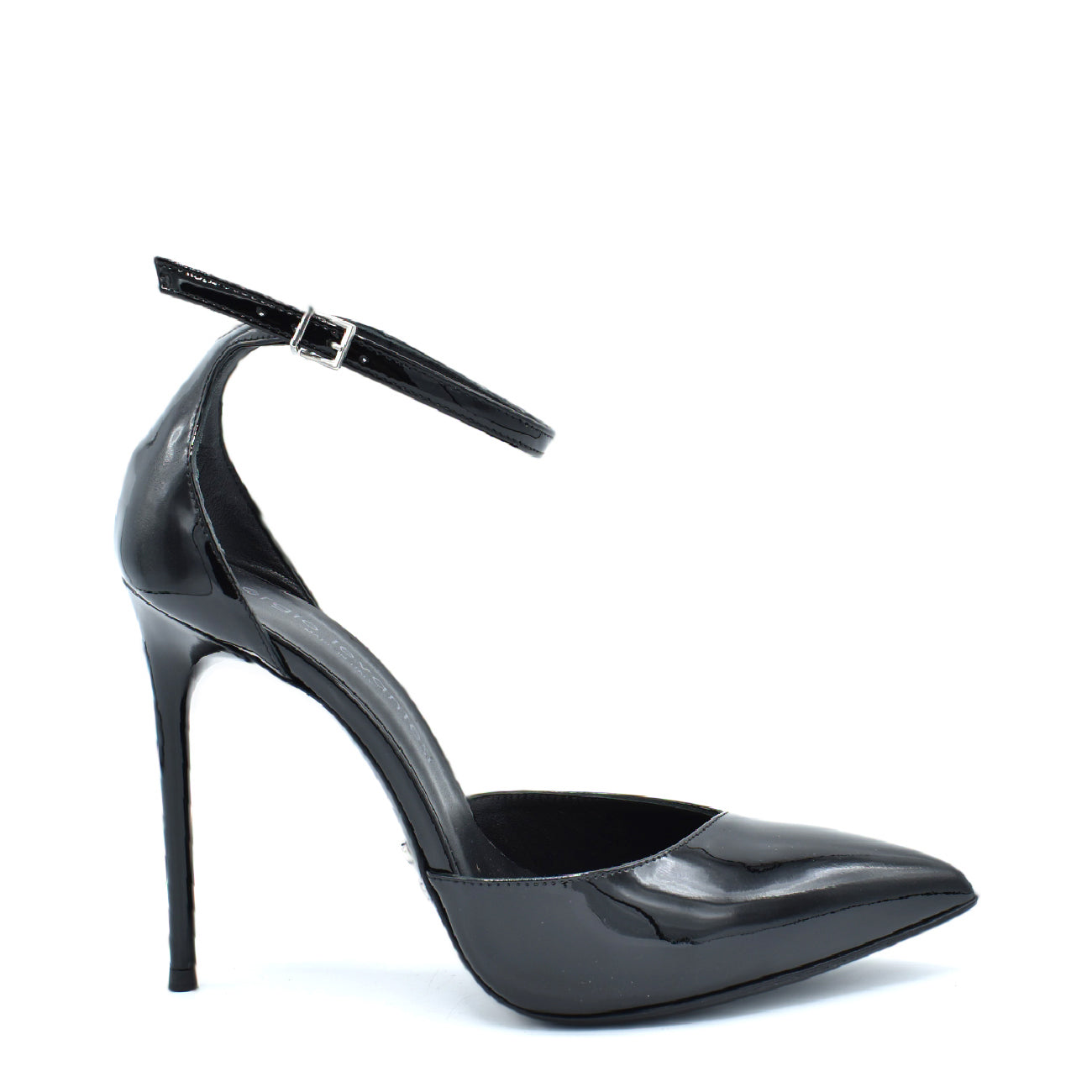 Quany Black. Patent calf leather strappy pumps